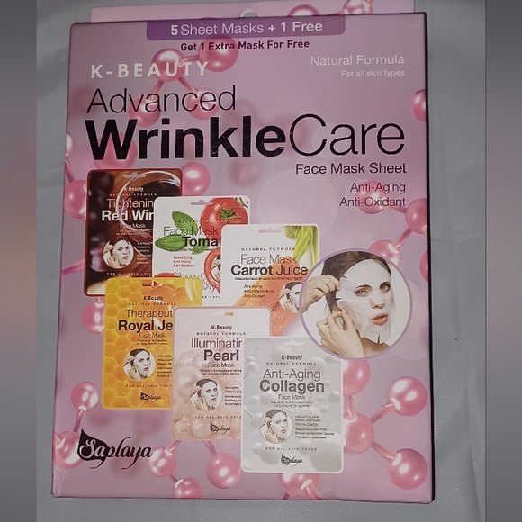 Wrinkle anti aging  care face mask sheets set of 6 - Picture 1 of 2